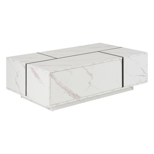 Rectangular Sliding Top Coffee Table With 2 Drawers And 2 Hidden Storage For Living Room 47.2 CJDropshipping