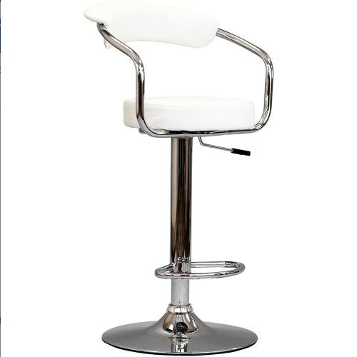 Contemporary Style White Color Bar Stool Counter Height Chairs Set Of 2 Adjustable Swivel Kitchen Island Stools