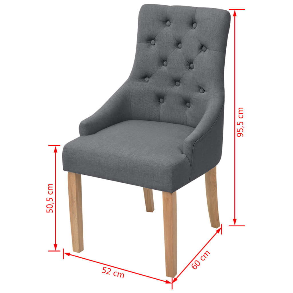 Dining Chairs 2 pcs Dark Grey Fabric