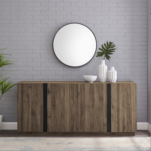 Mid-Century Modern 3-Drawer Low TV Stand For TVs Up To - Slate Grey