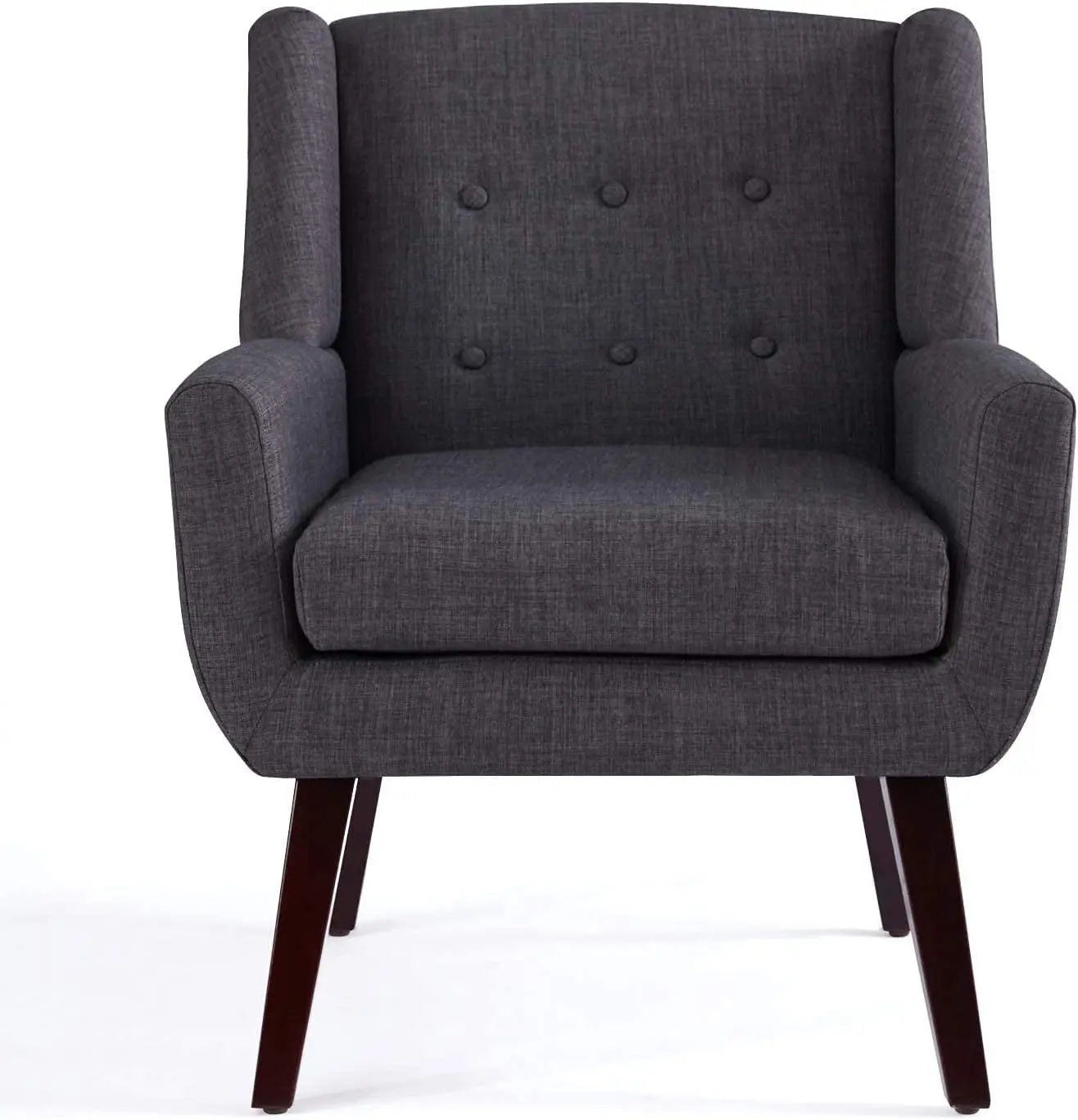 Grey Button Tufted Accent Chair for Comfortable Living Peach Maple