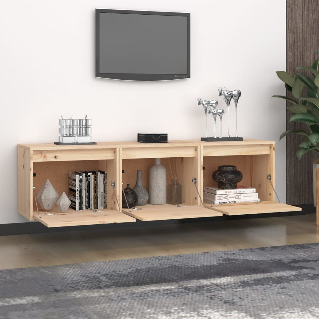 TV Cabinets 3 pcs Solid Pinewood