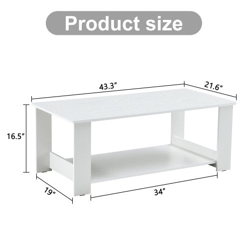 A Modern And Practical White Coffee Table And Coffee Table. The Double Layered Coffee Table Is Made Of MDF Material,. Suitable For Living Room, Bedroom, And Study.43.3x21.6x16.5  CT16 CJDropshipping
