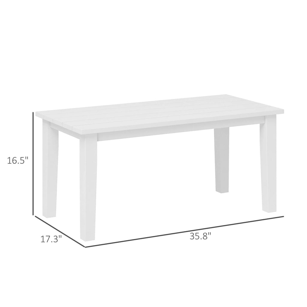 Rectangle Outdoor Coffee Table, HDPE All-Weather Outdoor Patio Table With Slatted Tabletop For Yard, Balcony, White CJDropshipping