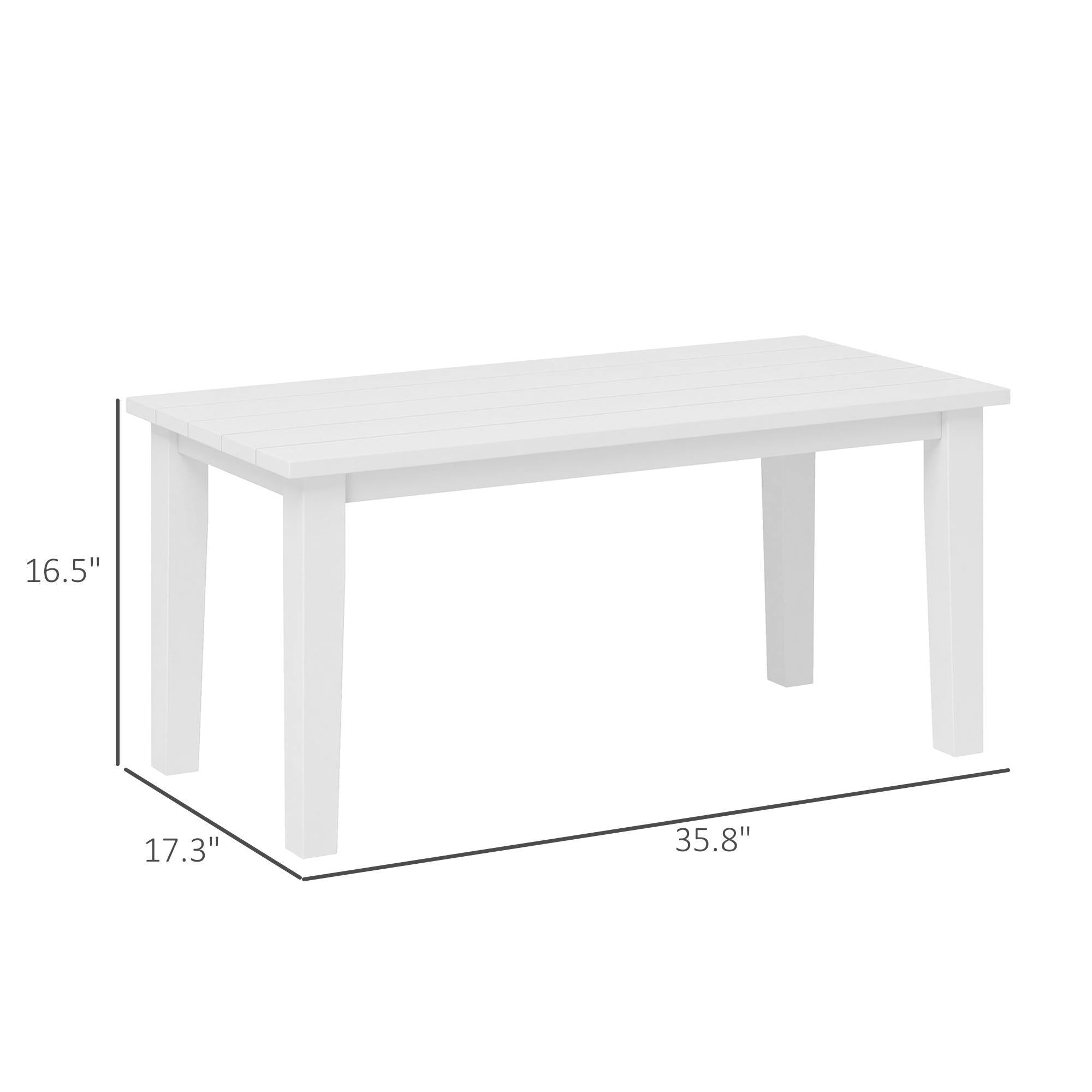 Rectangle Outdoor Coffee Table, HDPE All-Weather Outdoor Patio Table With Slatted Tabletop For Yard, Balcony, White CJDropshipping