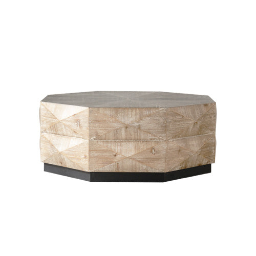 Octagon Coffee Table,38 Retro Style Wood Center Table With Three-Dimensional Embossed Pattern,Rustic Cocktail Table Center Large Circle Coffee Table For Living Room Home CJDropshipping