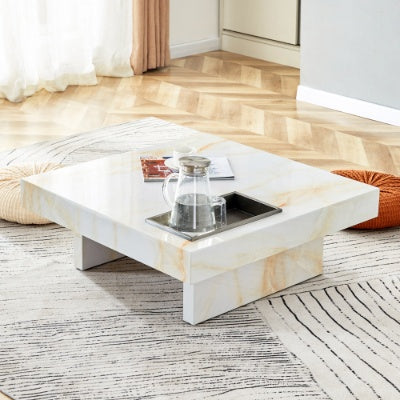 A Modern And Practical Coffee Table With Imitation Marble Patterns, Made Of MDF Material. The Fusion Of Elegance And Natural Fashion 31.4X 31.4X12 CJDropshipping