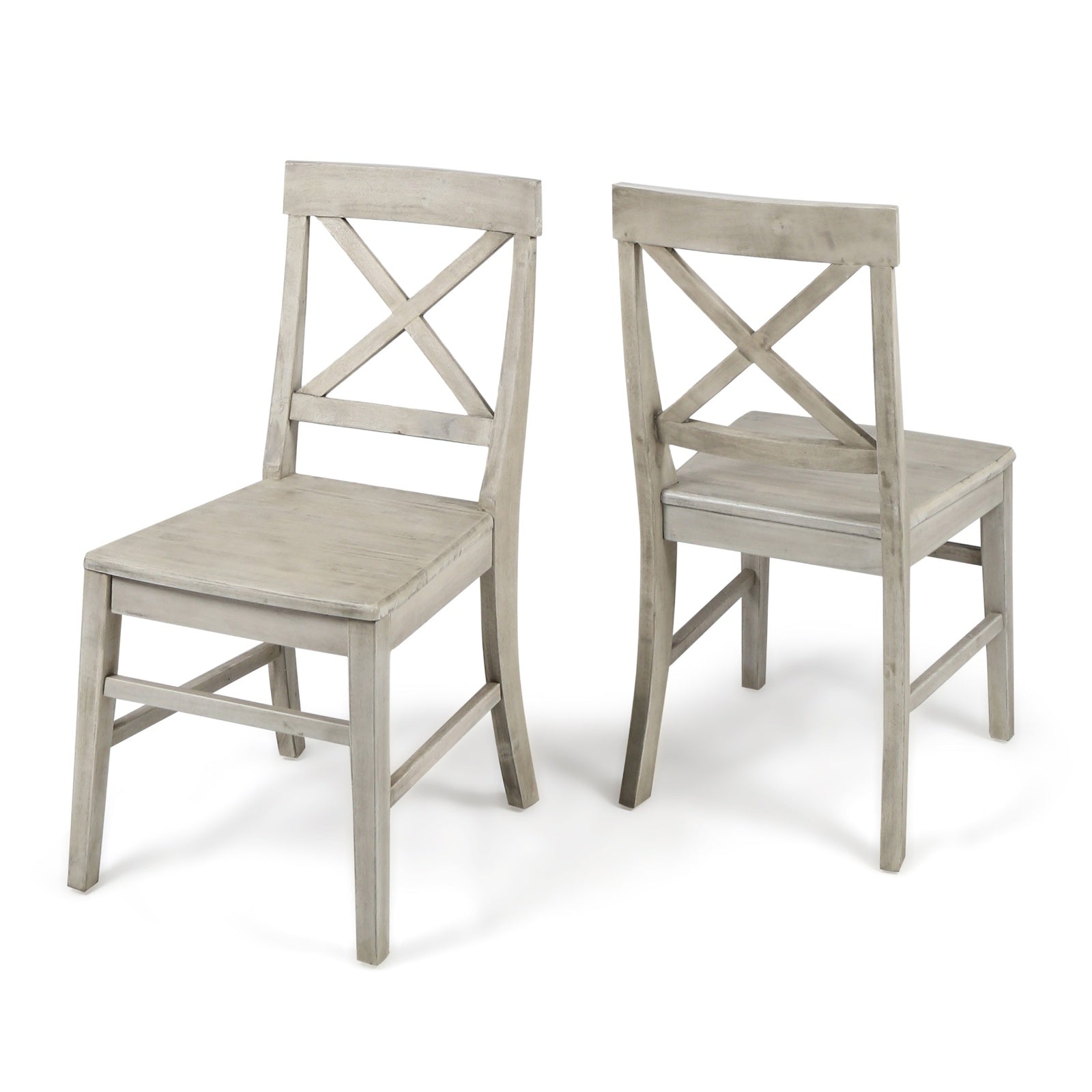 Acacia Wood Dining Chairs, Light Grey Wash, 21D X 17.75W X 35.5H Inch  Set Of 2 CJDropshipping