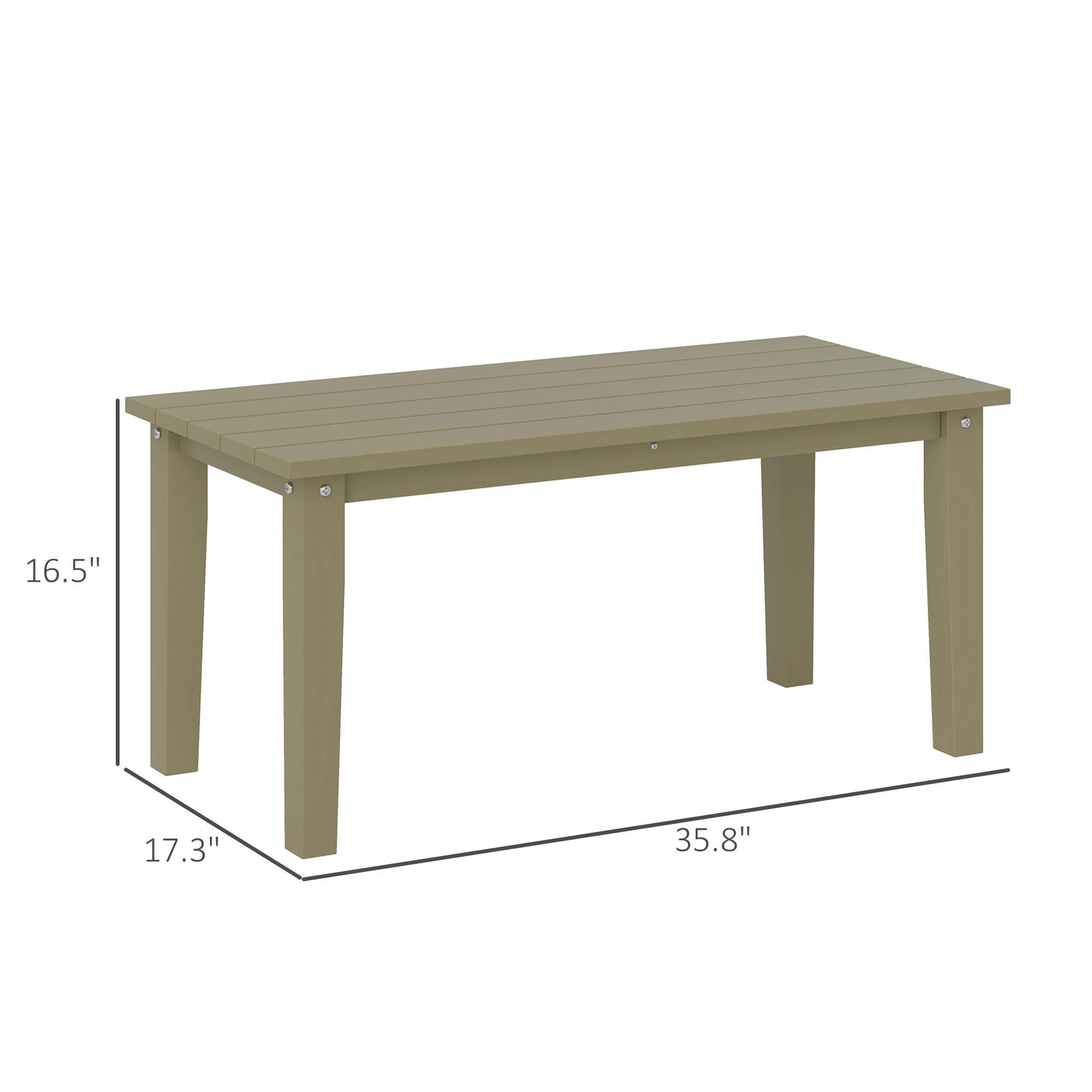 Rectangle Outdoor Coffee Table, HDPE All-Weather Outdoor Patio Table With Slatted Tabletop For Yard, Balcony, Brown CJDropshipping