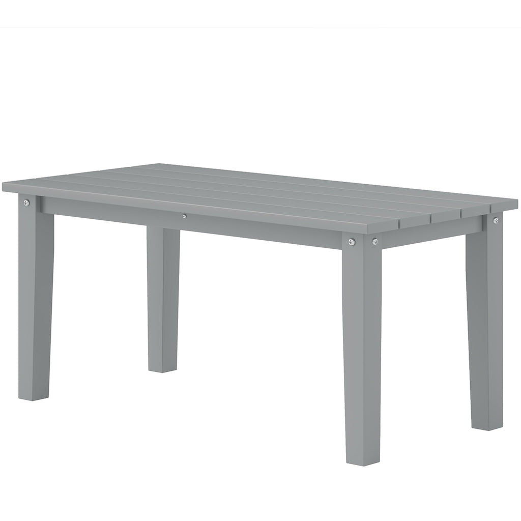 Rectangle Outdoor Coffee Table, HDPE All-Weather Outdoor Patio Table With Slatted Tabletop For Yard, Balcony, Gray CJDropshipping