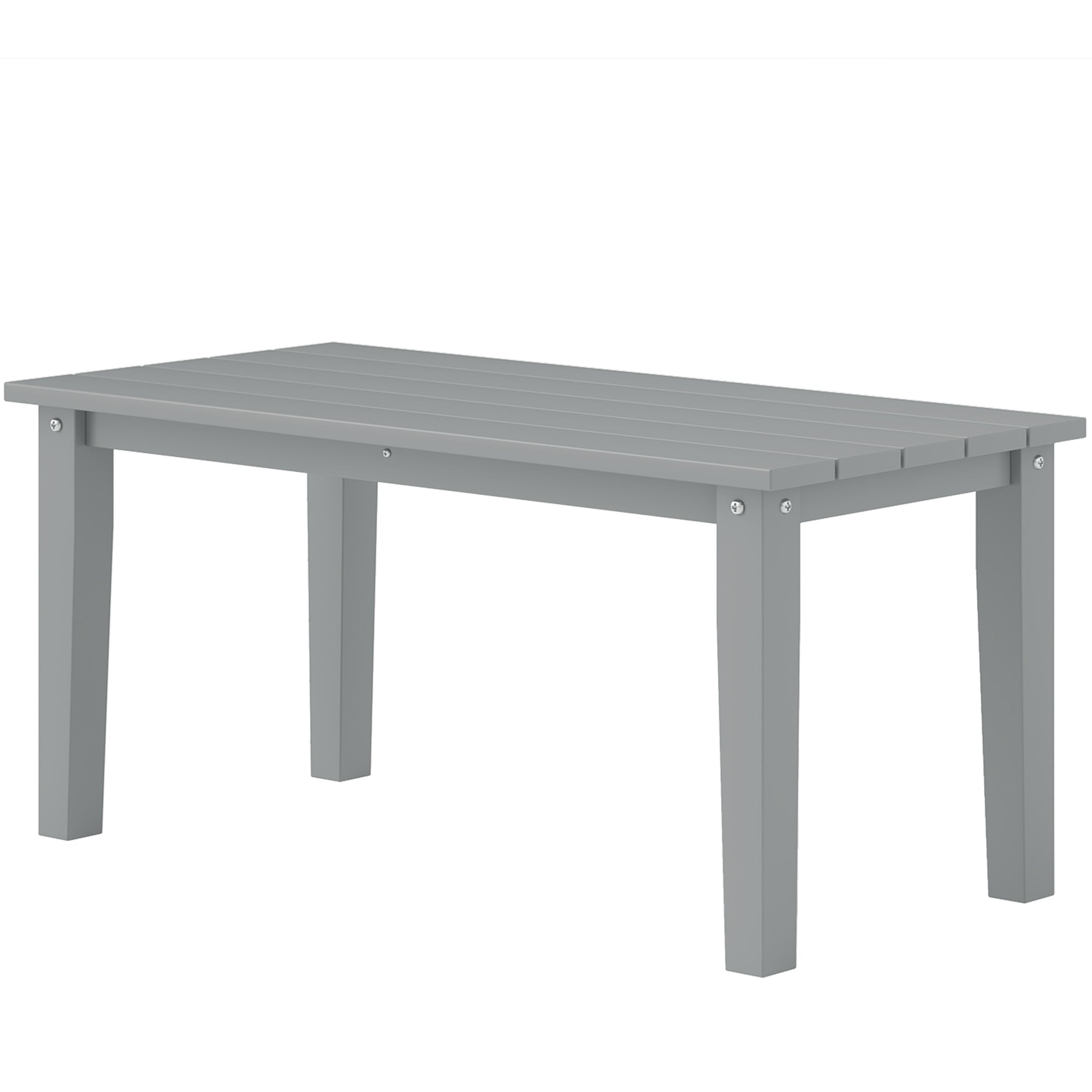 Rectangle Outdoor Coffee Table, HDPE All-Weather Outdoor Patio Table With Slatted Tabletop For Yard, Balcony, Gray CJDropshipping