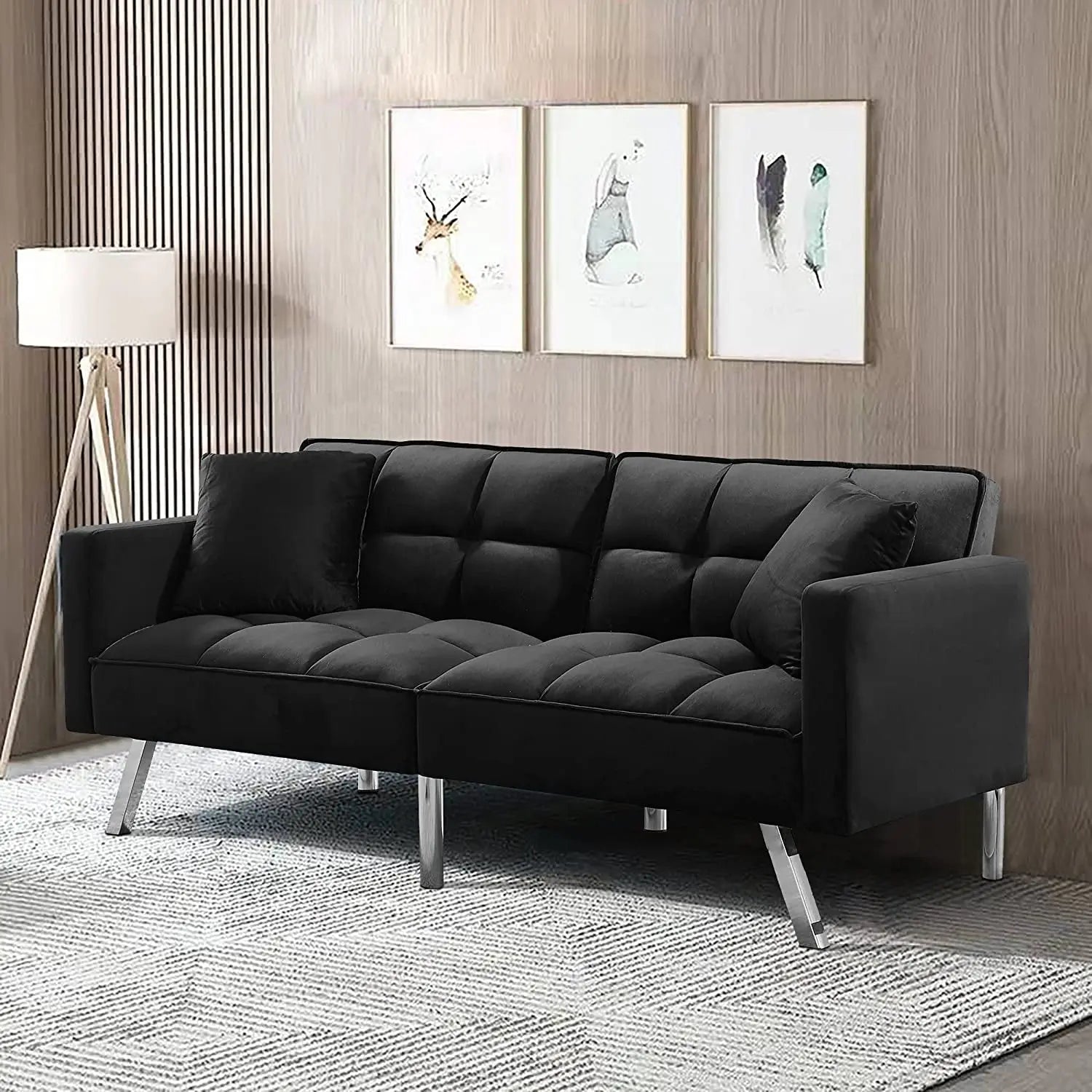 Adjustable Loveseat Sofa Bed with Metal Legs Peach Maple