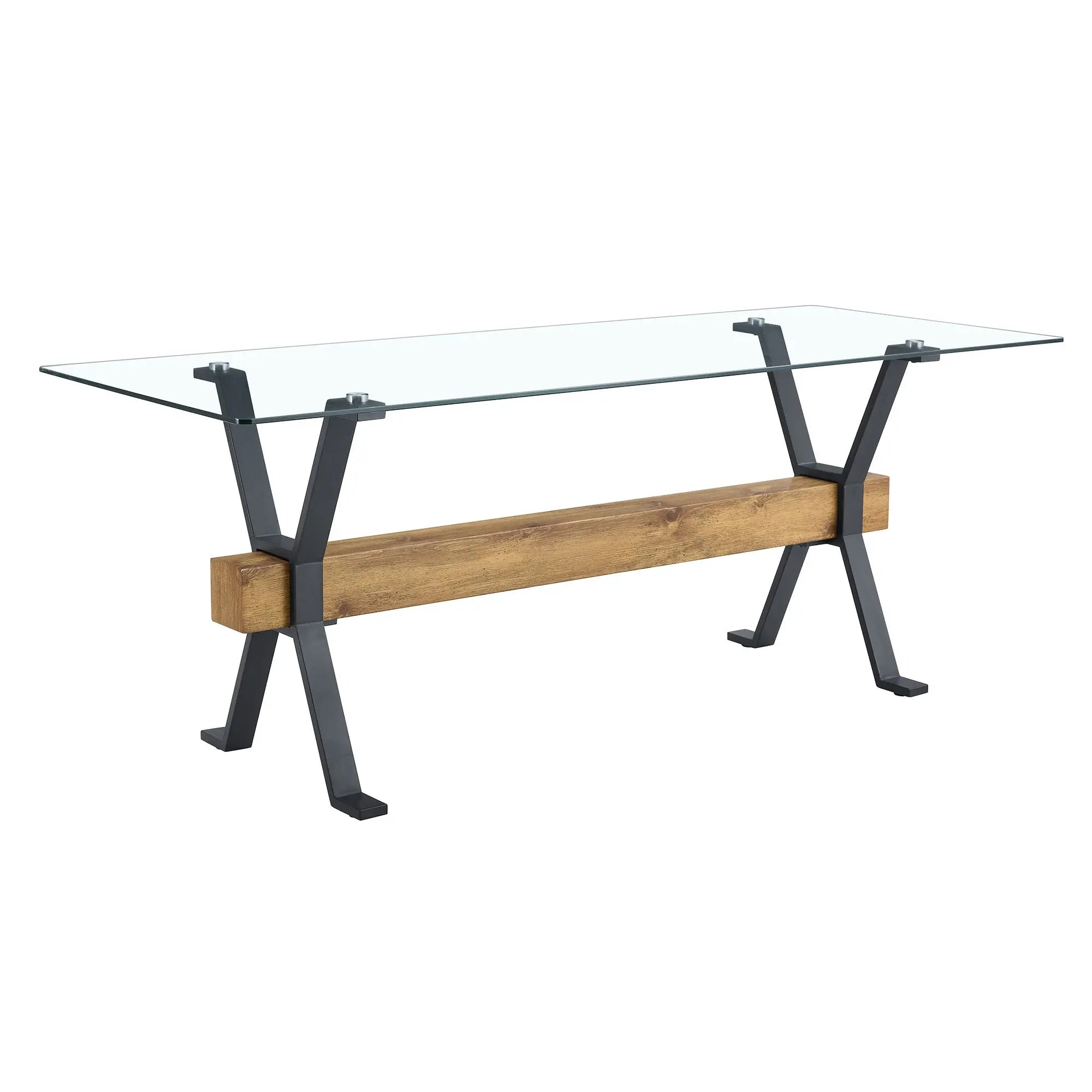 Table and chair set.79'x31.5' Inch Tempered Glass Tabletop With Sangria Beech