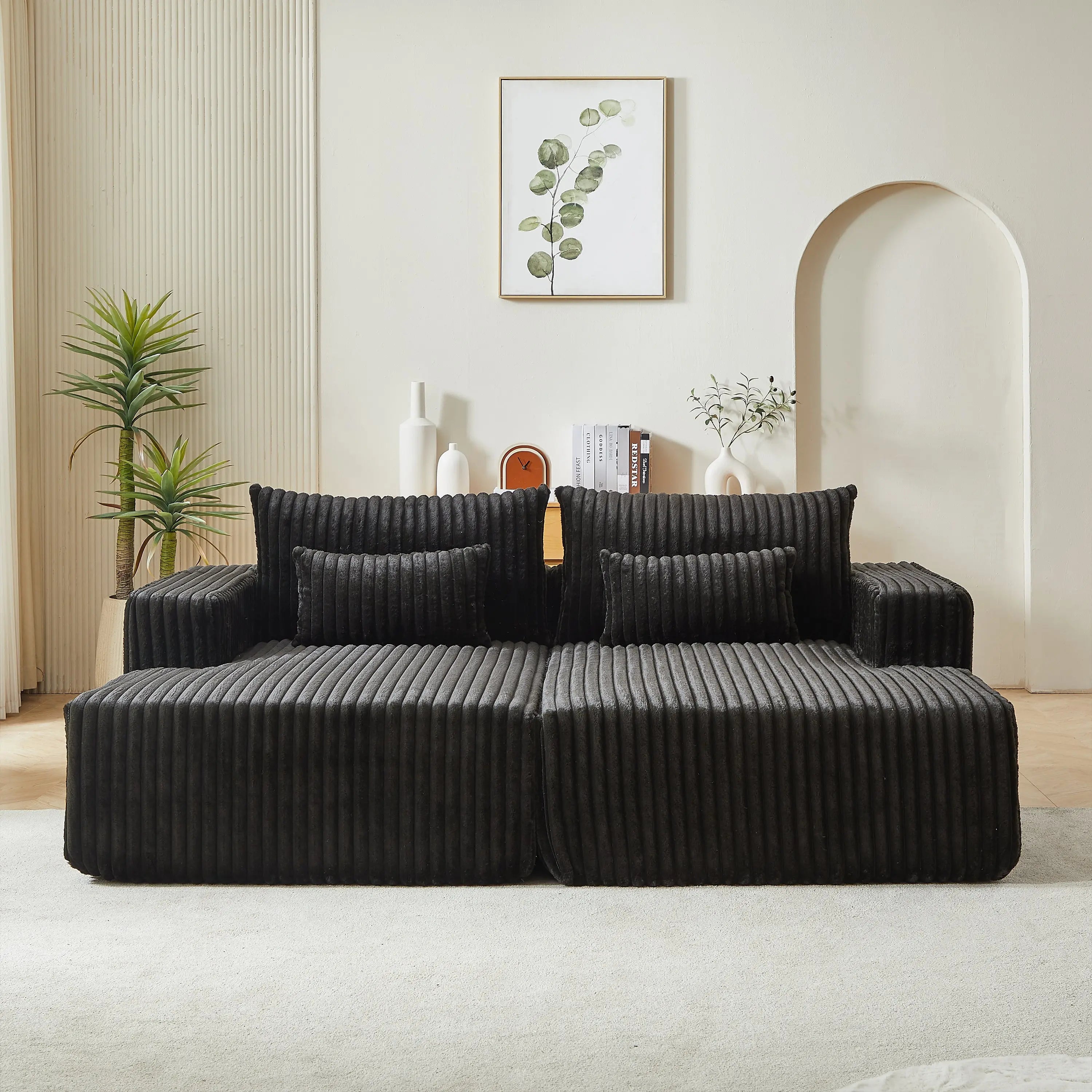 87" Oversized Sectional Lounge Chaise ,No Assembly Required,Cloud Sangria Beech