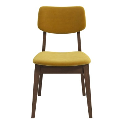Carlos Dark Yellow Velvet Solid Back Side Chair  Set Of 2  Kitchen Living Room Padded Chairs Armless Design With Solid Wood Legs