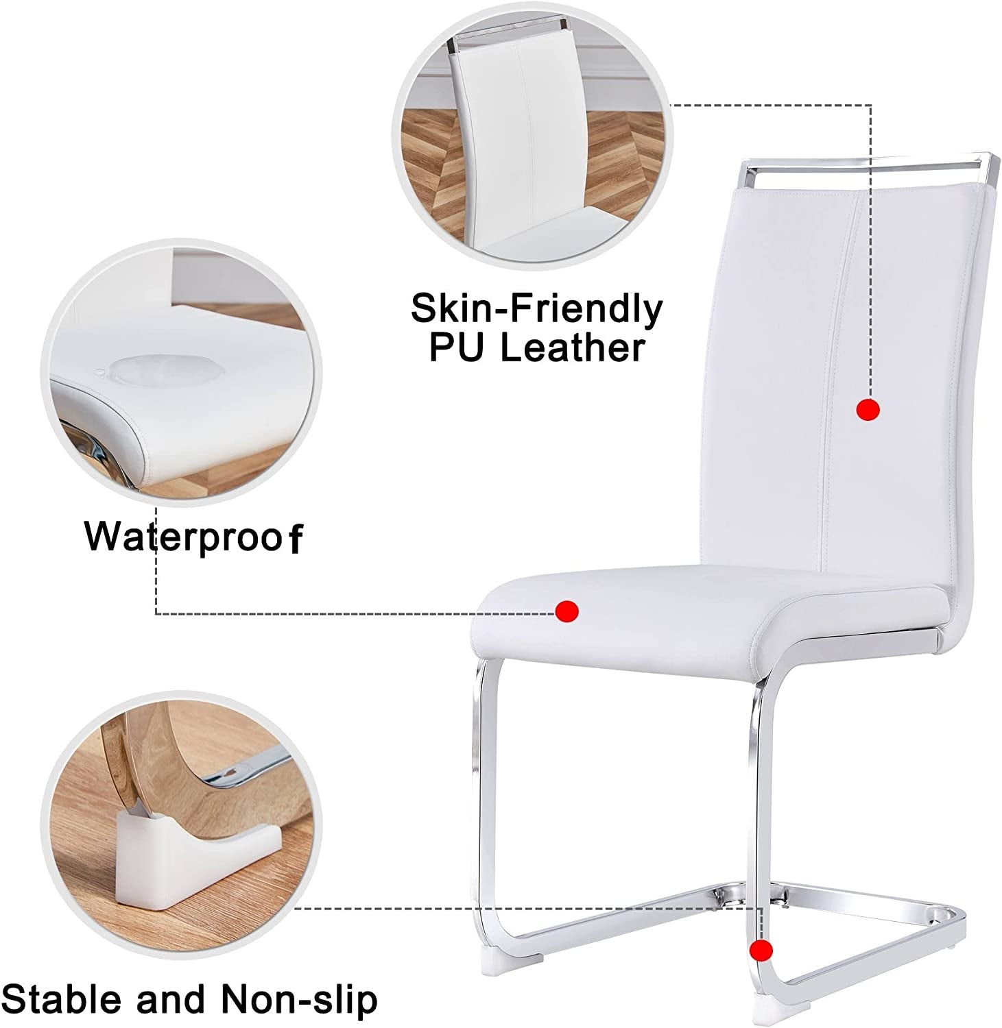 Dining Chairs Set of 4 with Faux Leather Padded Seat High Back and