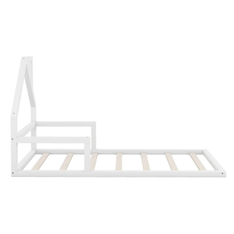 Twin Size Wood Floor Bed With House-shaped Headboard