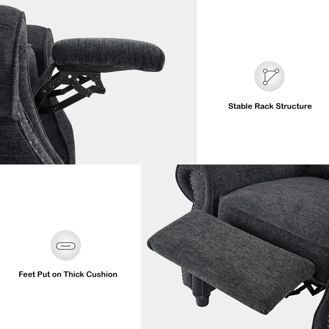 Pushback Recliner Chair, Chenille Upholstered Accent Chairs, Peach Maple