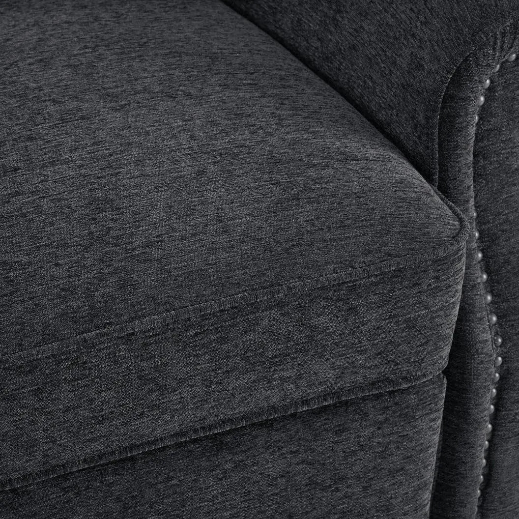 Pushback Recliner Chair, Chenille Upholstered Accent Chairs, Peach Maple