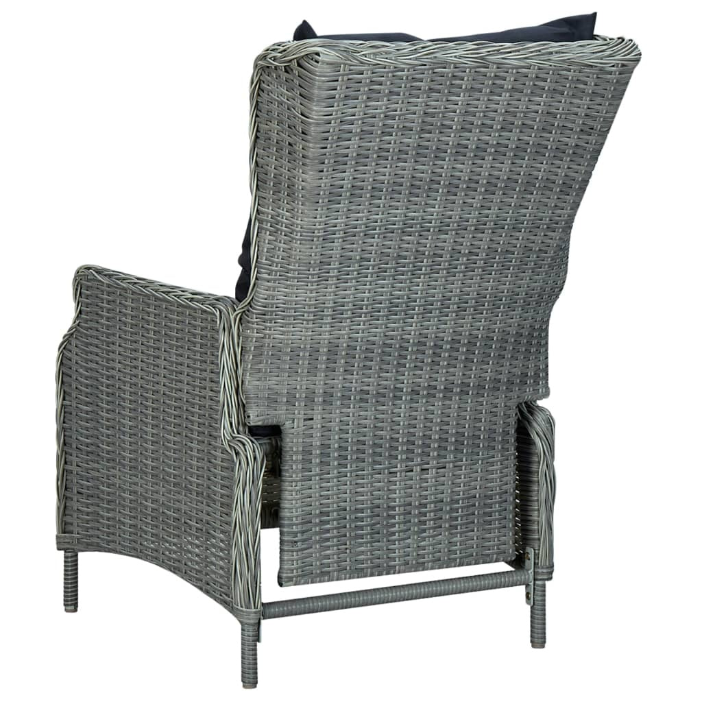 Adjustable Garden Chair with Cushions Poly Rattan Light Grey