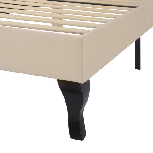 Upholstered Bed 90x190 With Slatted Frame And Headboard, Upholstered Bed With Height-adjustable Headboard, Youth Bed, Single Bed, Wooden Slat Support, Easy Assembly, Velvet, Beige