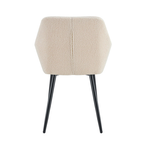 Leisure Modern Living Dining Room Accent Arm Chairs Club Guest With Strong Black Metal Legs, Set Of 2, TEDDY Fabric Beige CJDropshipping