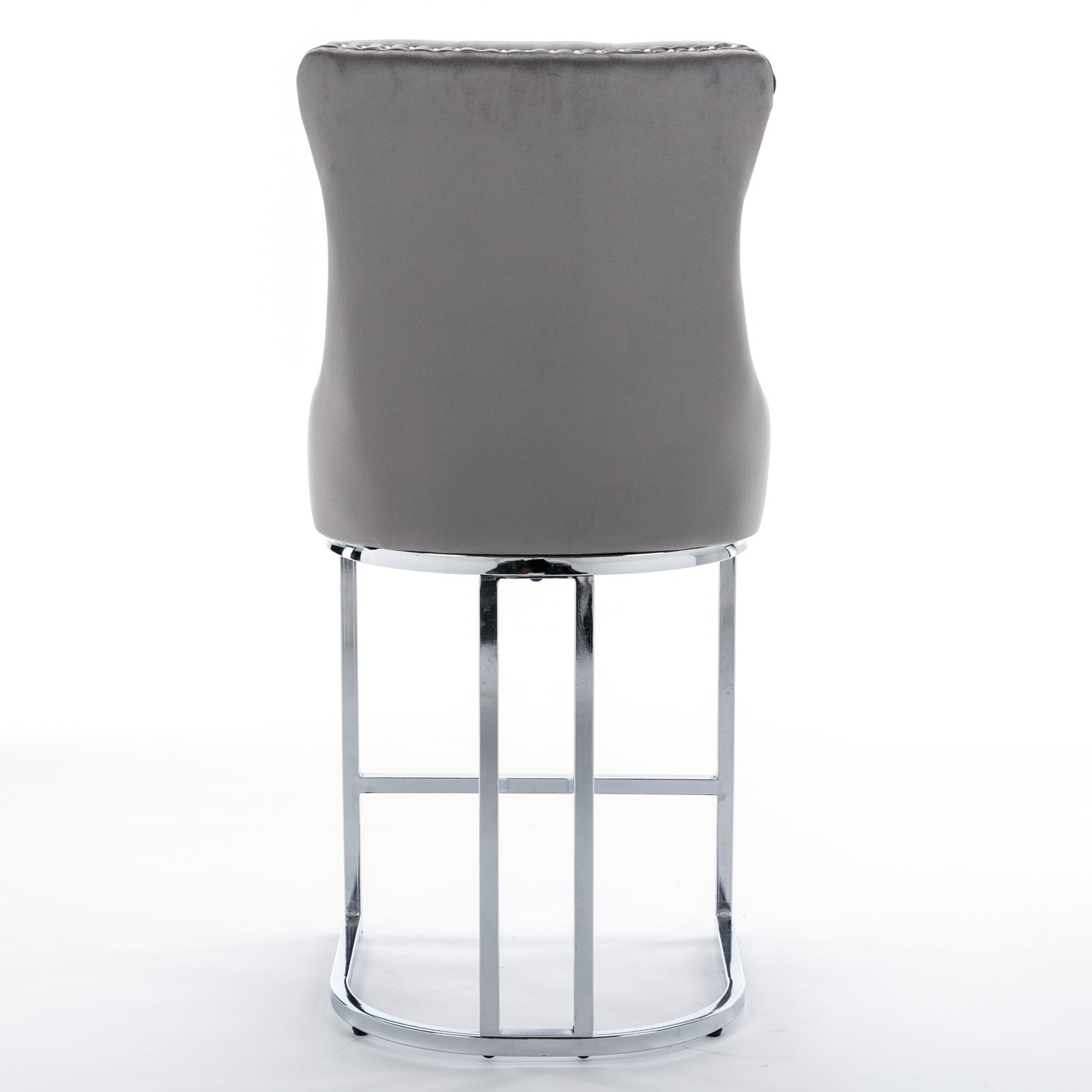 26 Velvet Bar Stools Set Of 2, Counter Height With Button Back  Rivet Trim