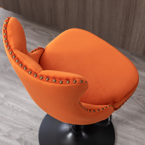 Swivel Velvet Barstools Adjusatble Seat Height From 25-33 Inch Orange,Set Of 2