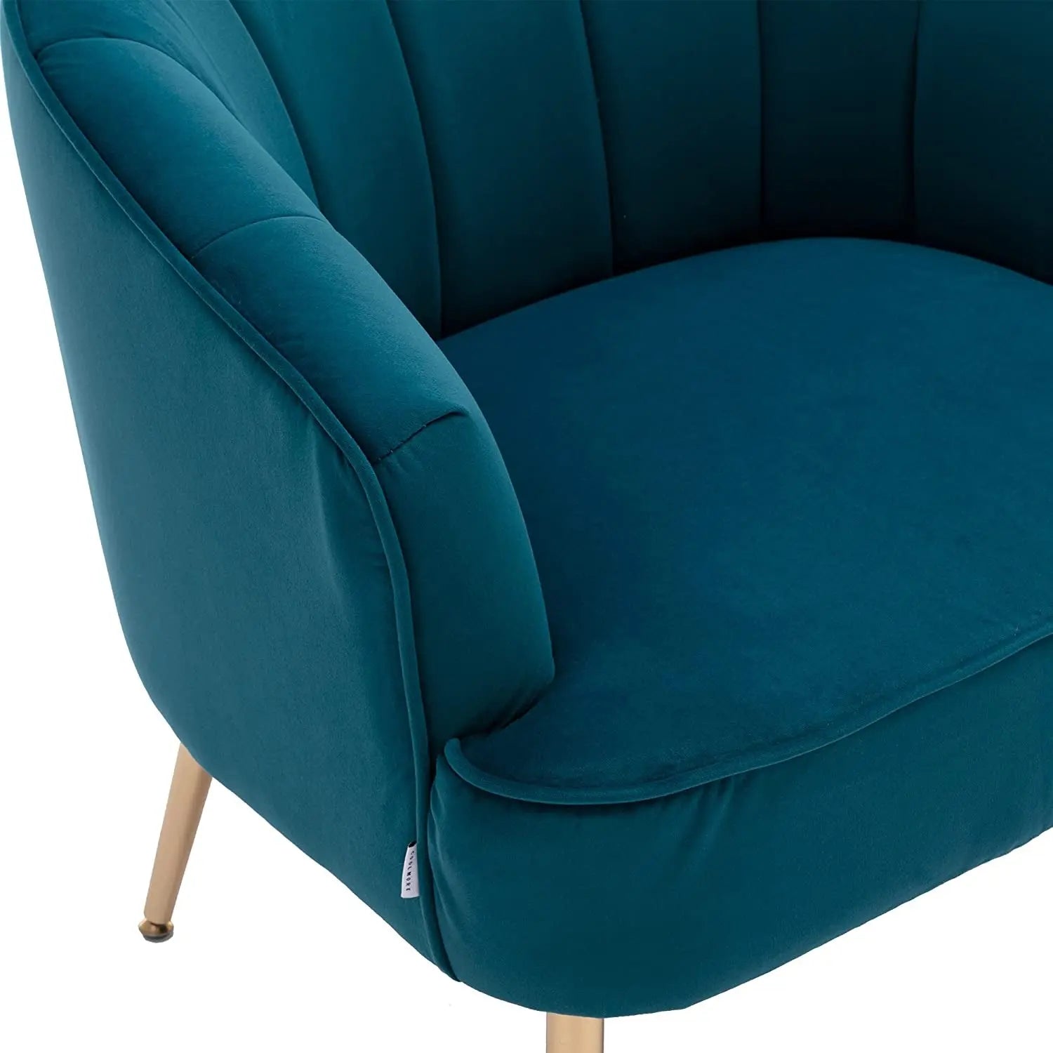 Teal Velvet Accent Chair with Golden Legs Peach Maple
