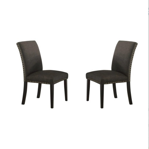 Dining Room Chairs Ash Black Polyfiber Nail Heads Parson Style Set Of 2 Side Chairs Dining Room Furniture CJDropshipping