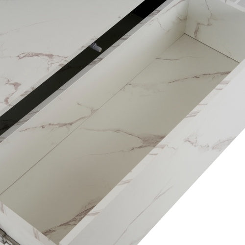 Rectangular Sliding Top Coffee Table With 2 Drawers And 2 Hidden Storage For Living Room 47.2 CJDropshipping