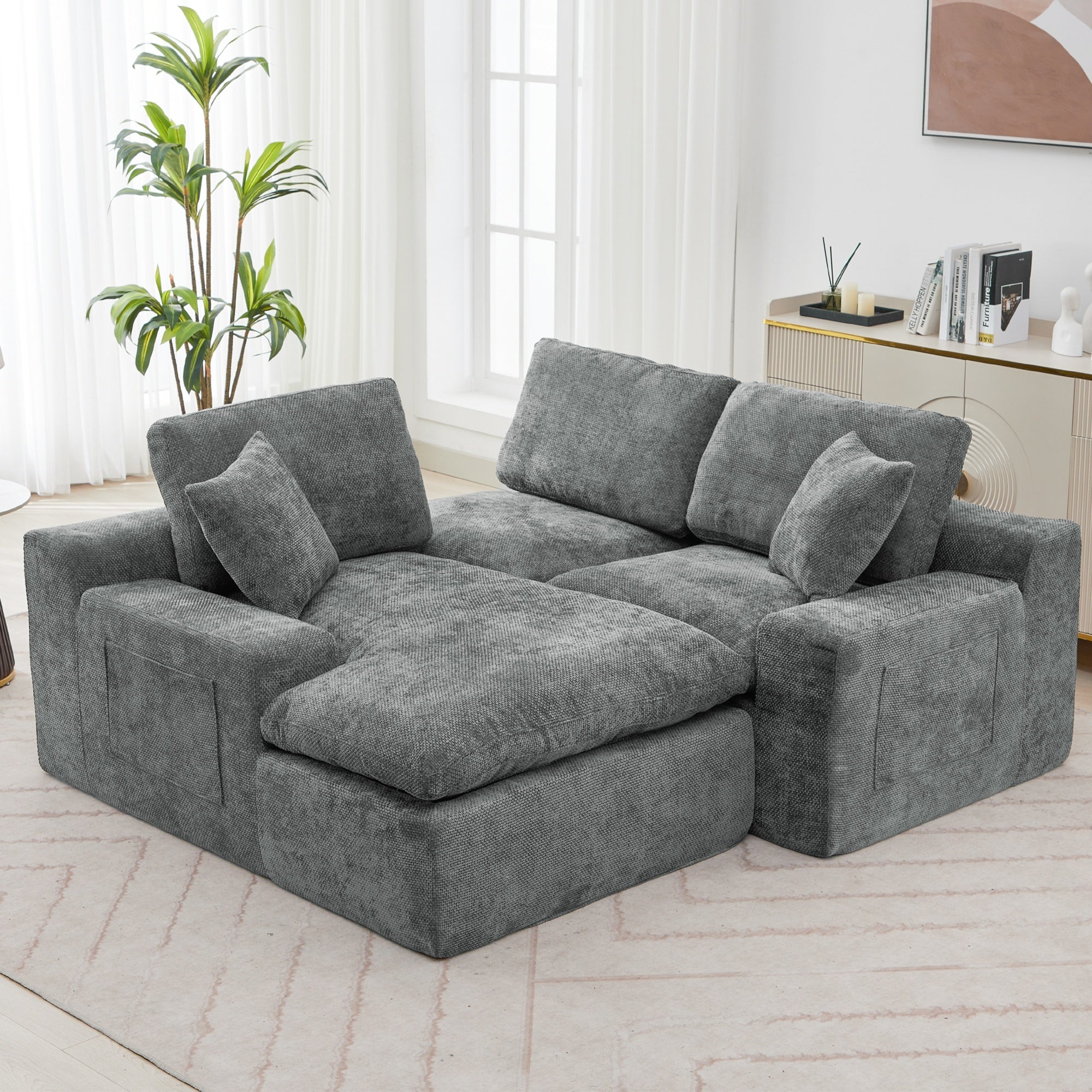 Cloud Sectional Sofa 107.9' Upholstered Sofa Couch with Double-layer