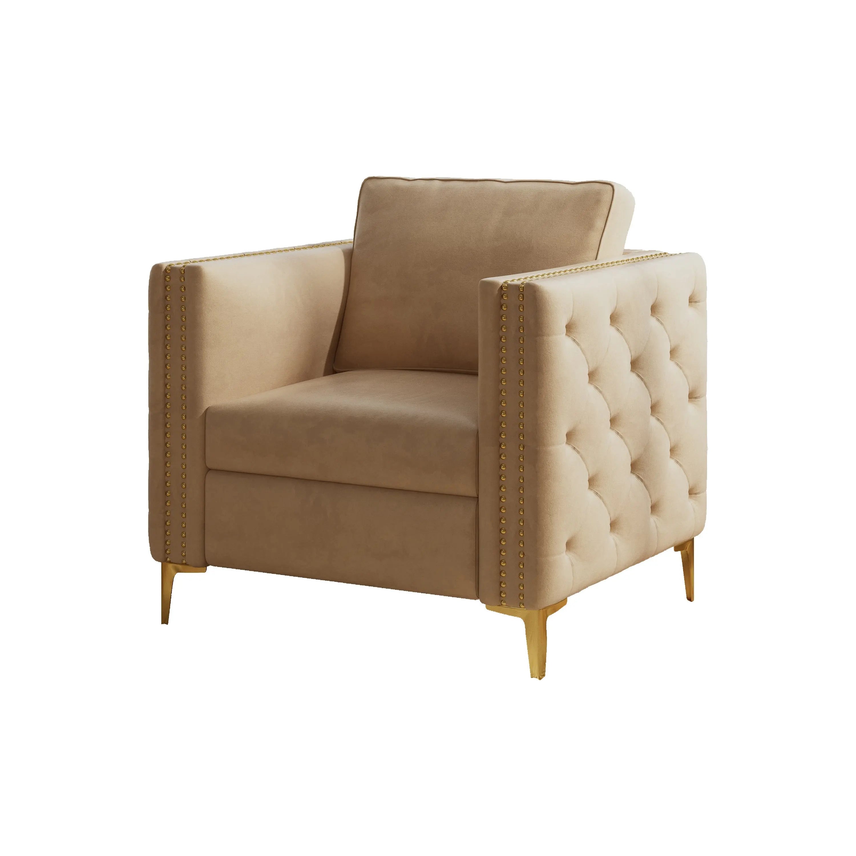 Accent Chair for Living Room Upholstered  Arm Chair with Metal Legs Sangria Beech