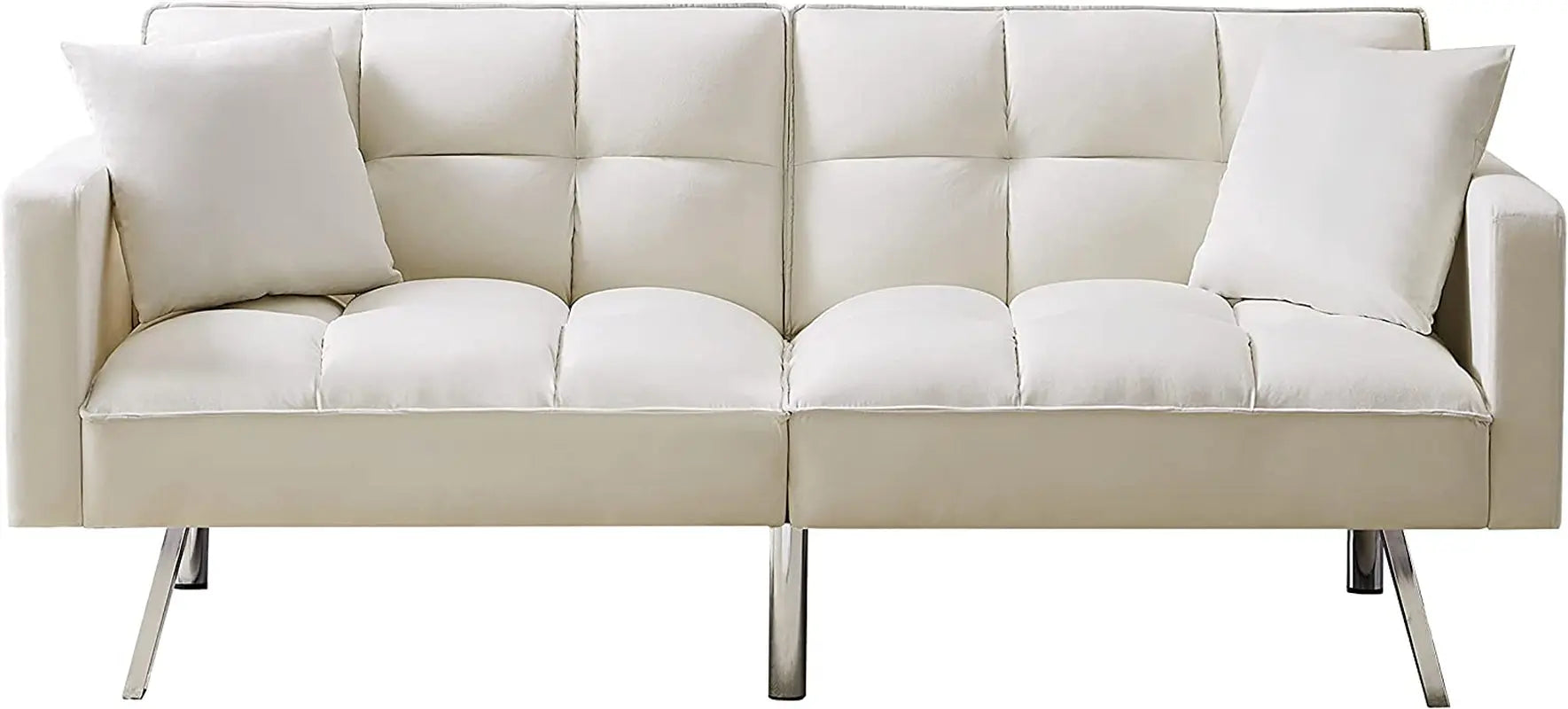 Adjustable Loveseat Sofa Bed with Metal Legs Peach Maple