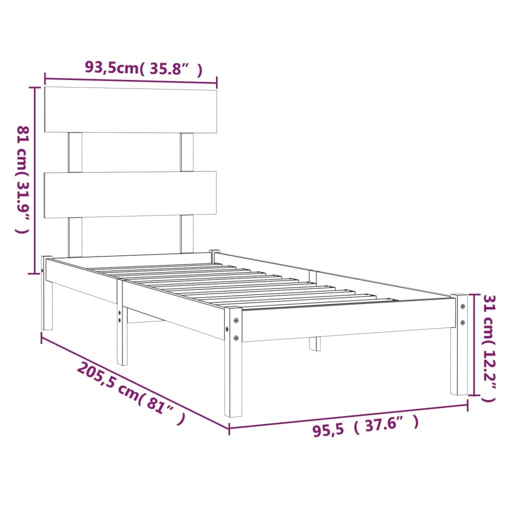 solid wood bed 90x200 cm