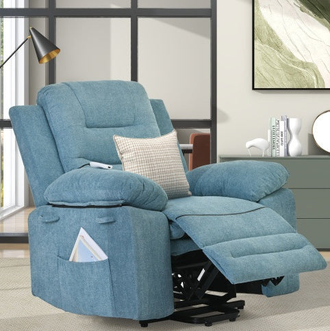 Massage Recliner,Power Lift Chair For Elderly With Adjustable Massage And Heating Function,Recliner Chair With Infinite Position And Side Pocket For Living Room ,Beige