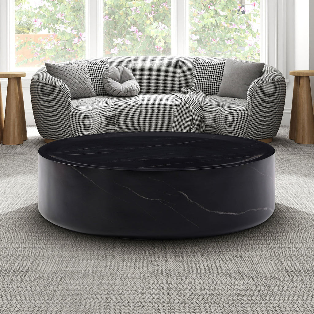 31.49'' Round coffee table,Sturdy Fiberglass table for Living Room, No