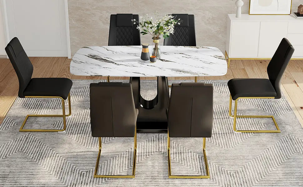 Table and chair set, modern and minimalist dining table, imitation Sangria Beech