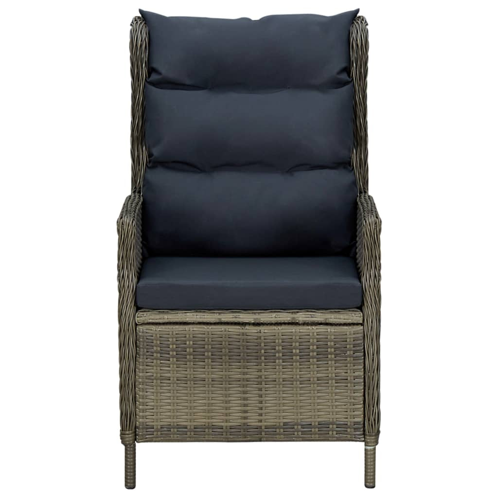Adjustable Garden Chair with Cushions Poly Rattan Brown