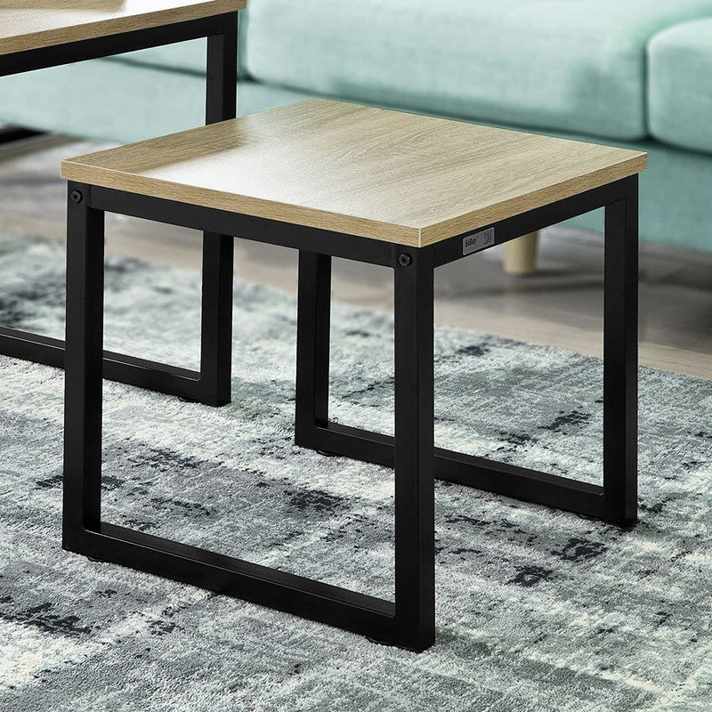 Set of 2 Modern Coffee Tables with Wood top panel and Steel framework Carmine Deianeira