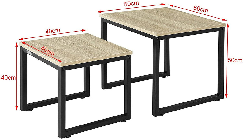 Set of 2 Modern Coffee Tables with Wood top panel and Steel framework Carmine Deianeira