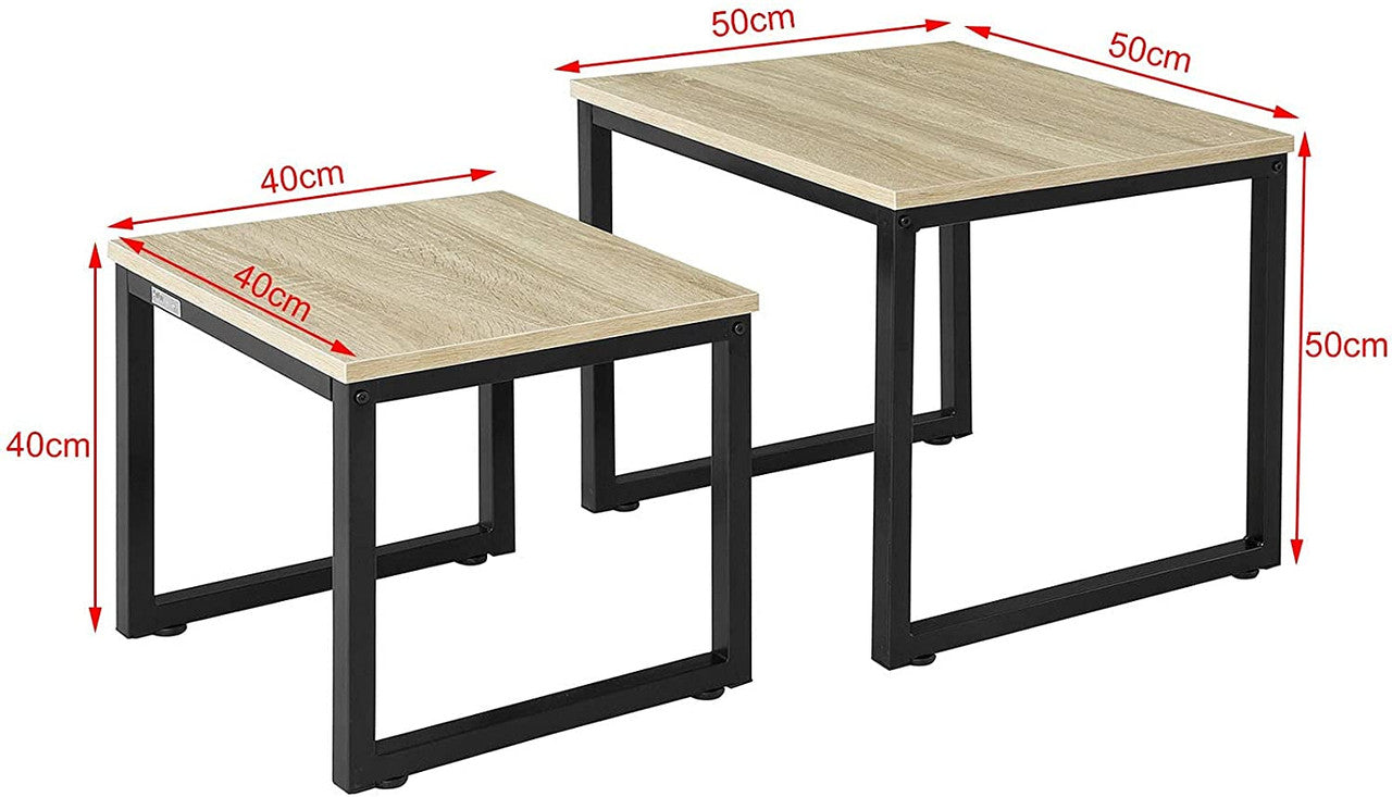 Set of 2 Modern Coffee Tables with Wood top panel and Steel framework Carmine Deianeira