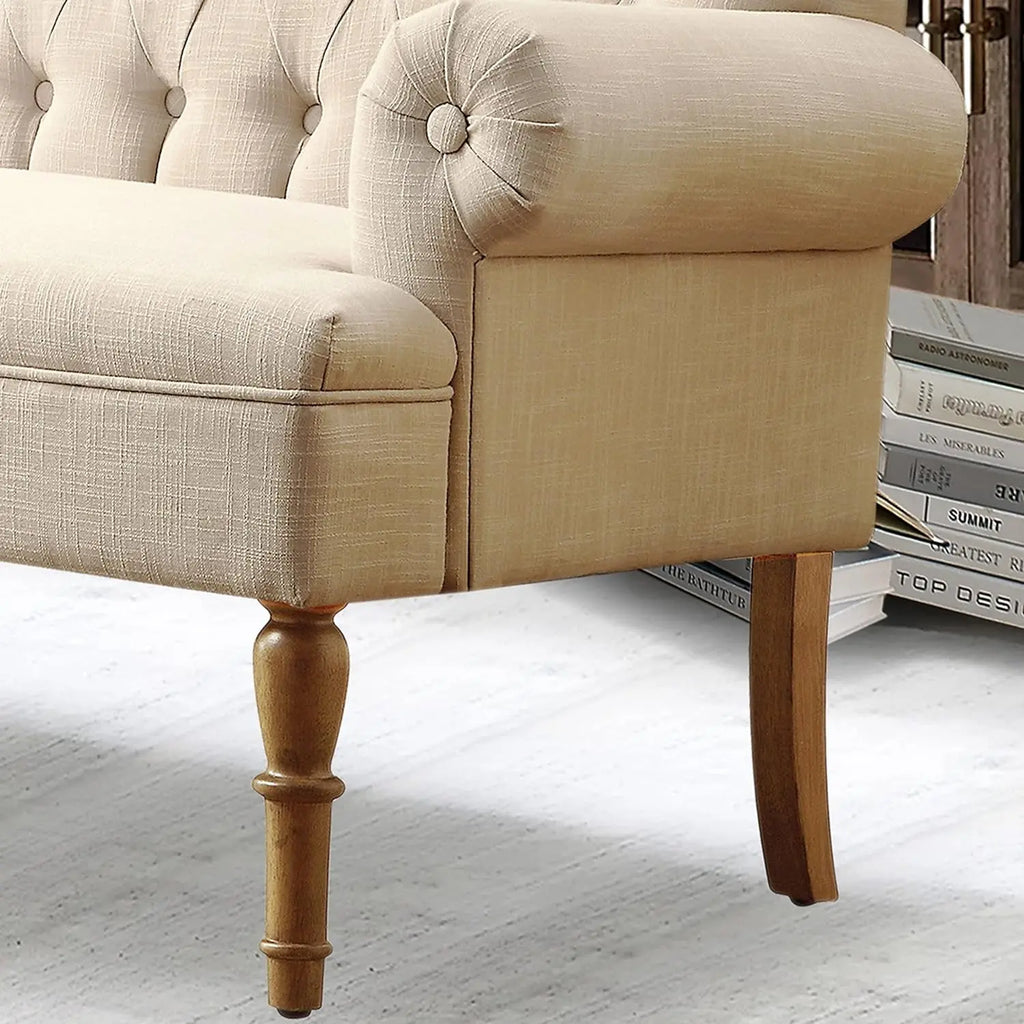 Beige Loveseat Sofa for Living Room Peach Maple