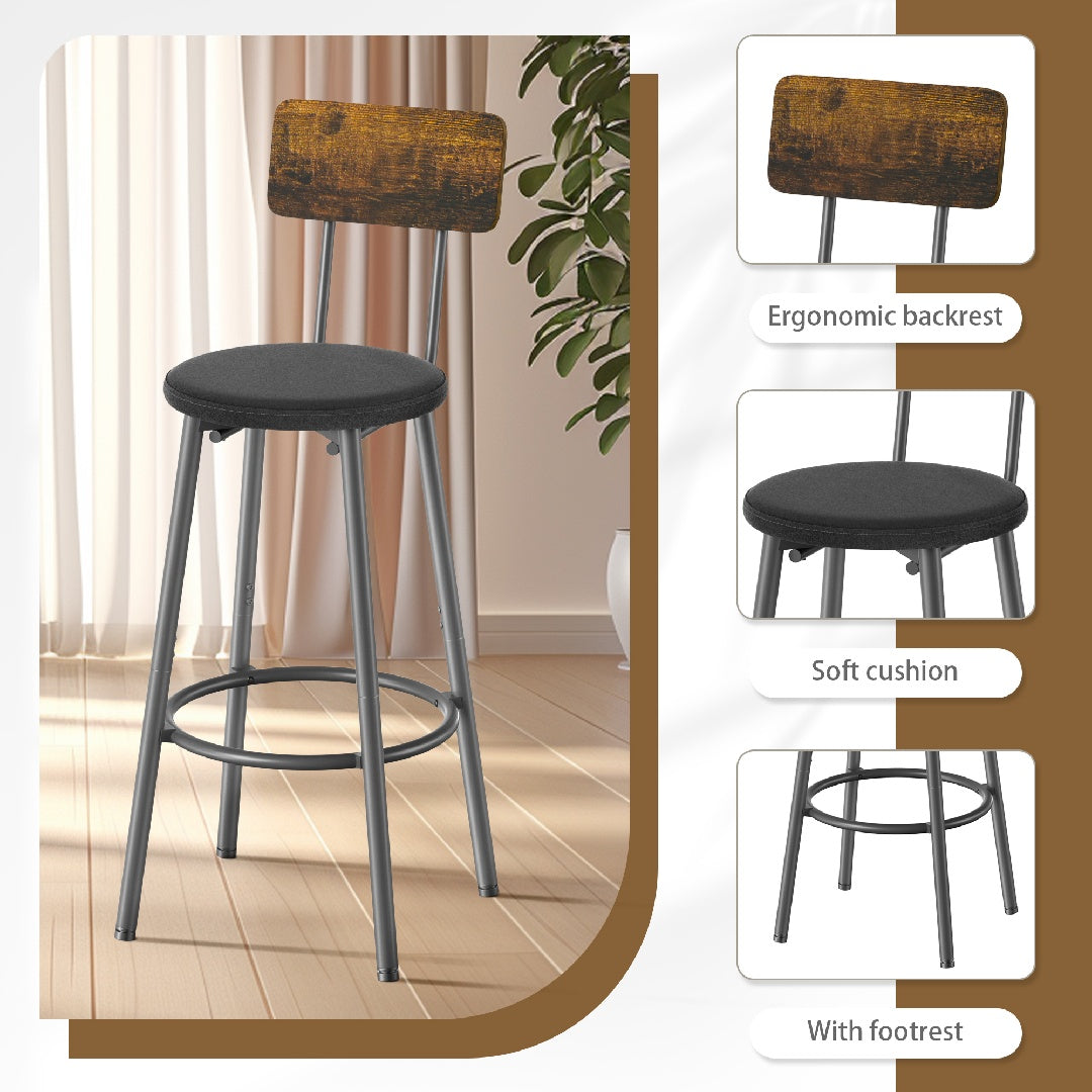 Only Supports Self Pickup-Long Dining Table Set With 4 Bar Stools In PU Leather, Dining Table And Chairs Set, Industrial High Coffee Table And Back Chairs
