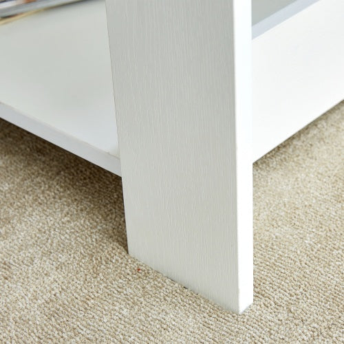 A Modern And Practical White Coffee Table And Coffee Table. The Double Layered Coffee Table Is Made Of MDF Material,. Suitable For Living Room, Bedroom, And Study.43.3x21.6x16.5  CT16 CJDropshipping