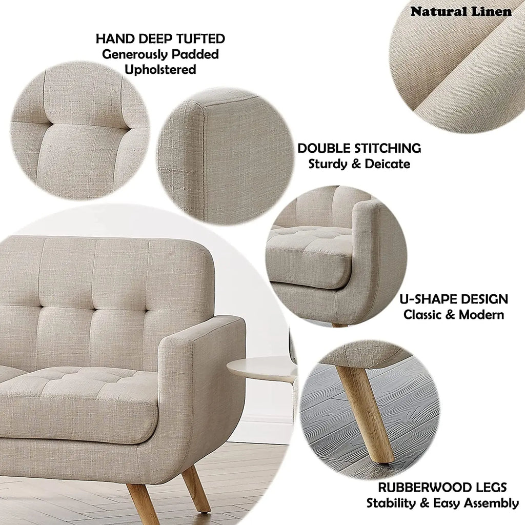 Elena Beige Accent Armchair for Living Room Peach Maple