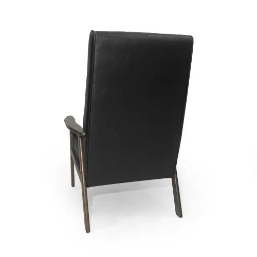Mid Century Modern Upholstered Accent Chair, Matte Black Faux Leather CJDropshipping