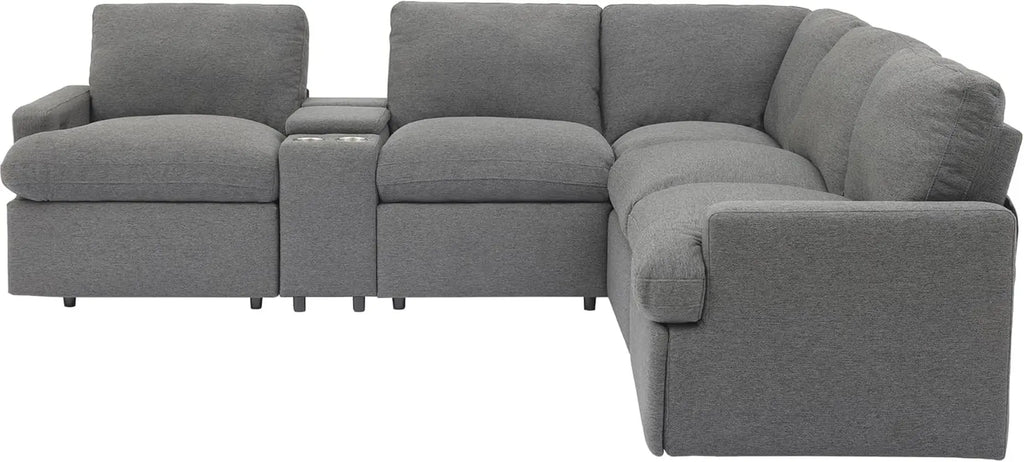Modern Power Reclining Sectional Sofa with USB & Power Peach Maple
