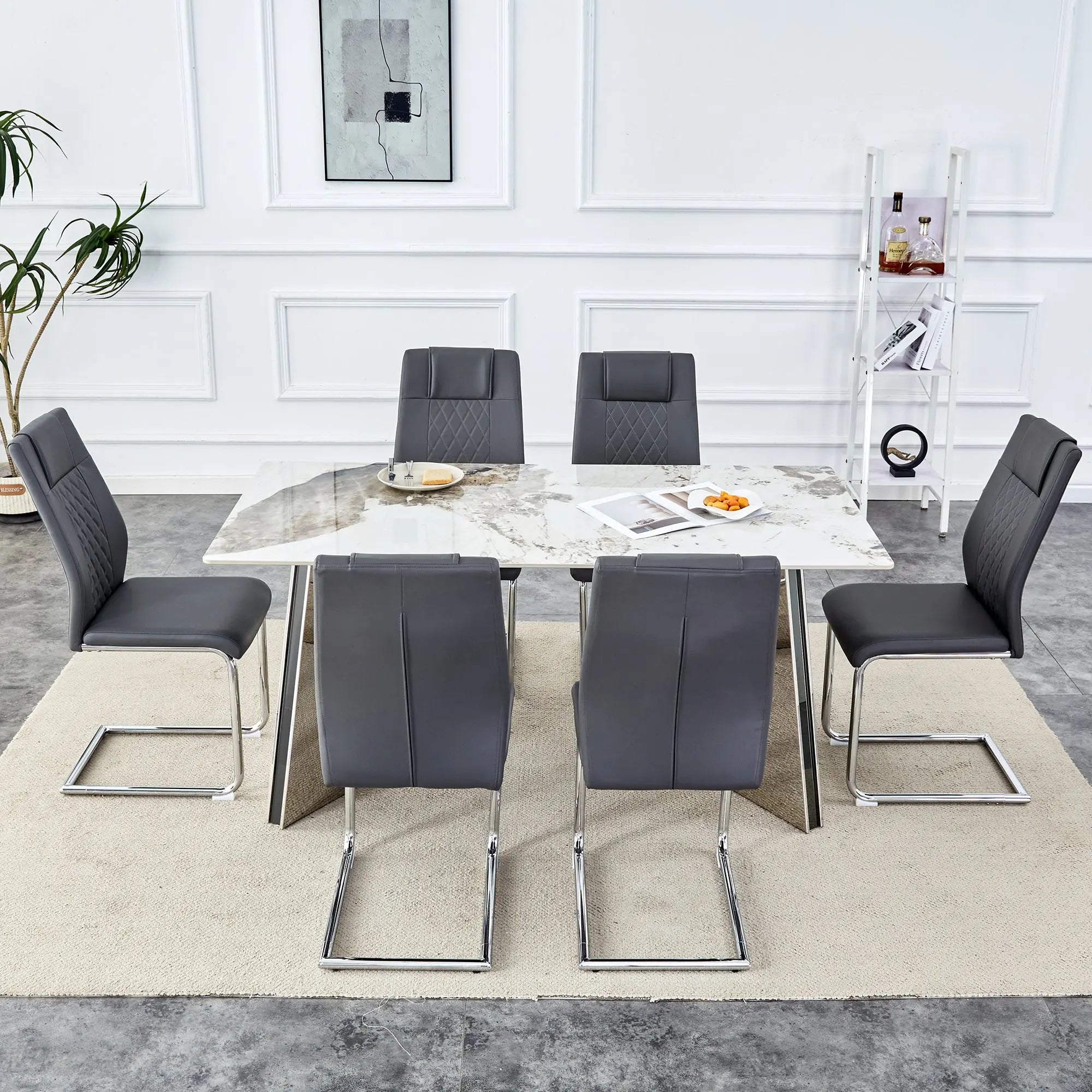 Table and chair set.63'x31.5x30' Luxurious Pandora patterned Sintered Sangria Beech