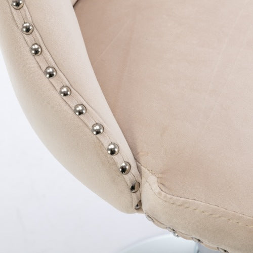 Swivel Velvet Barstools Adjusatble Seat Height From 25-33 Inch Beige,Set Of 2